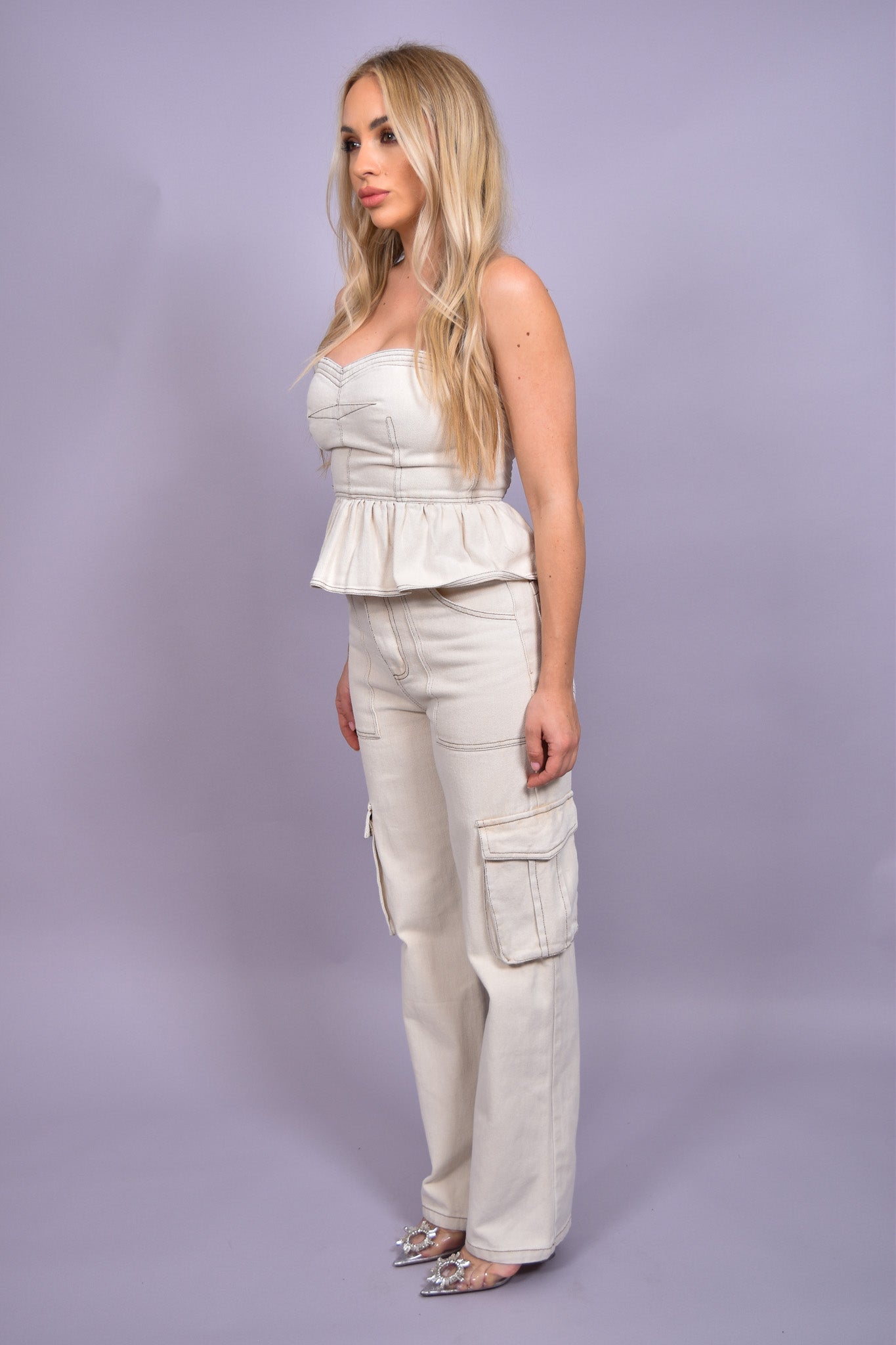 Brielle Denim Cargo in Natural - Miami O’clock Shop