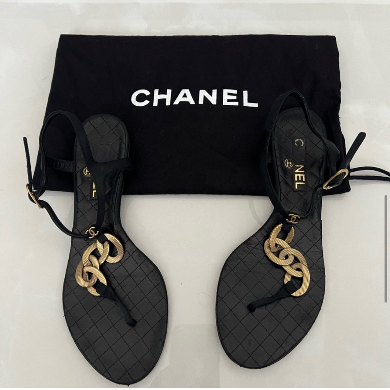 Chanel thong store sandals with logo